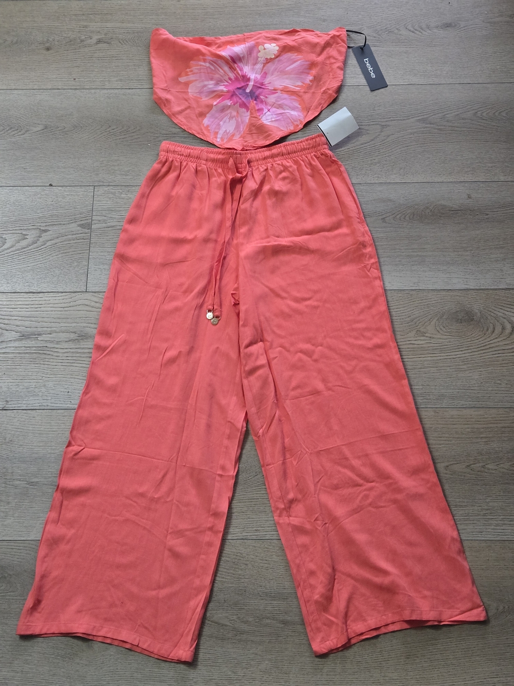 BEBE Tropical Coral Two-Piece Set – Size Small - Picture 3 of 12